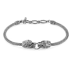 D'Joy Bali Legacy Dragon Bracelet in Sterling Silver (6.50-8.0In) 12.70 Grams
