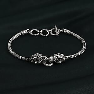 D'Joy Bali Legacy Dragon Bracelet in Sterling Silver (6.50-8.0In) 12.70 Grams