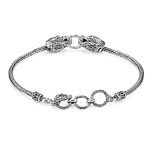 D'Joy Bali Legacy Dragon Bracelet in Sterling Silver (6.50-8.0In) 12.70 Grams