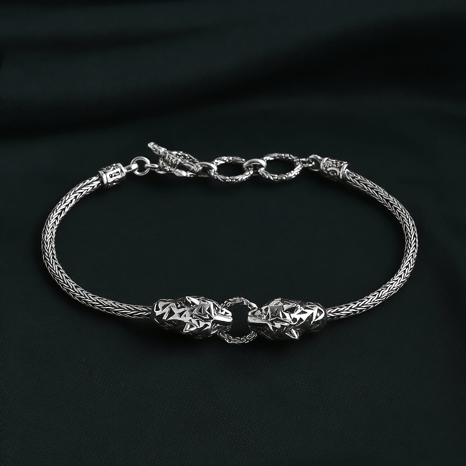 D'Joy Bali Legacy Panther Bracelet in Sterling Silver (6.50-8.0In) 11.30 Grams