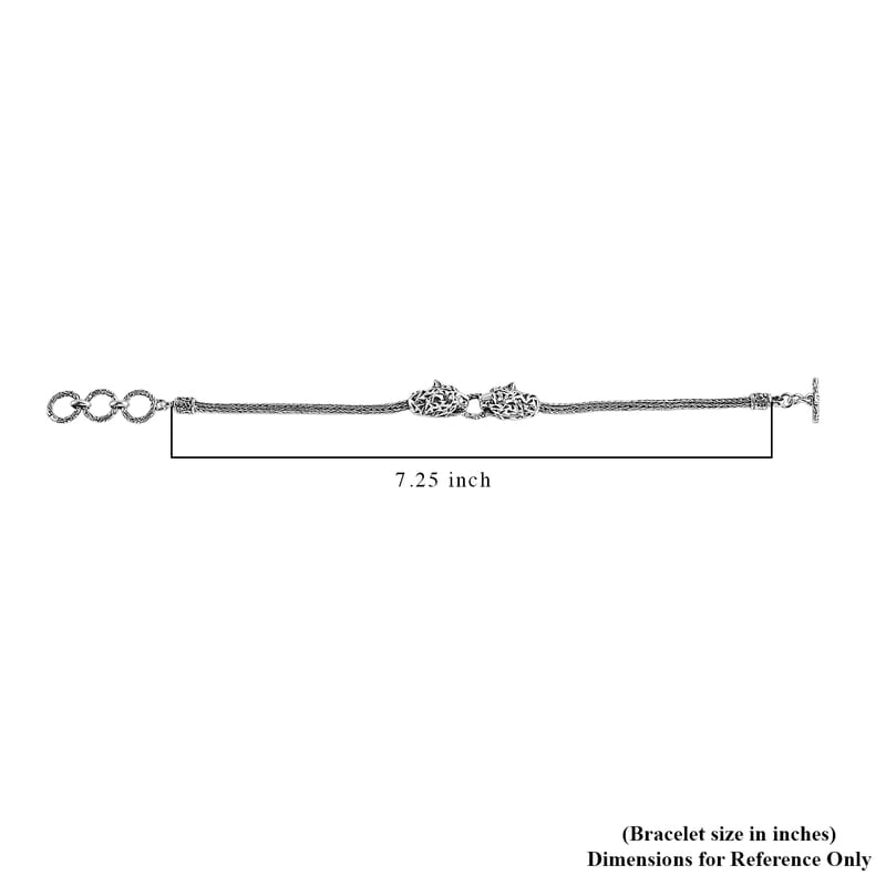 D'Joy Bali Legacy Panther Bracelet in Sterling Silver (6.50-8.0In) 11.30 Grams