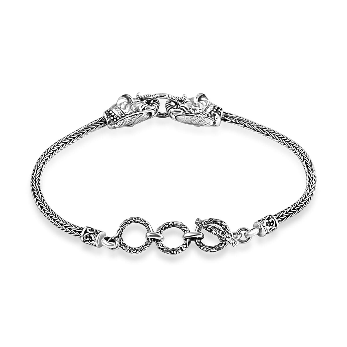 D'Joy Bali Legacy Elephant Bracelet in Sterling Silver (6.50-8.0In) 11.50 Grams image number 3