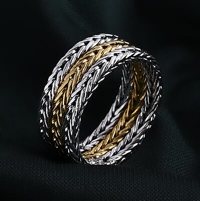 D'Joy Bali Legacy Tulang Naga Ring in 22K Vermeil YG and Sterling Silver (Size 5.0) 7.90 Grams
