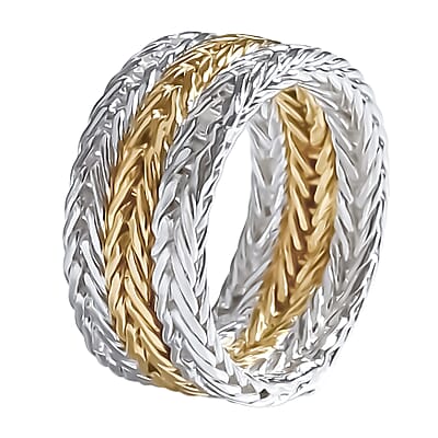 D'Joy Bali Legacy Tulang Naga Ring in 22K Vermeil YG and Sterling Silver (Size 5.0) 7.90 Grams