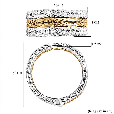 D'Joy Bali Legacy Tulang Naga Ring in 22K Vermeil YG and Sterling Silver (Size 5.0) 7.90 Grams