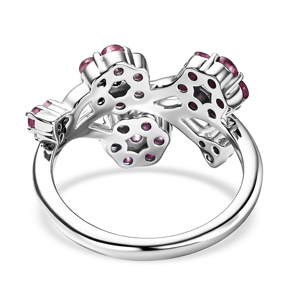 D'Joy Niassa Ruby (FF), Pink Tourmaline and White Zircon 1.35 ctw Ring in Rhodium Over Sterling Silver (Size 5.0) image number 4