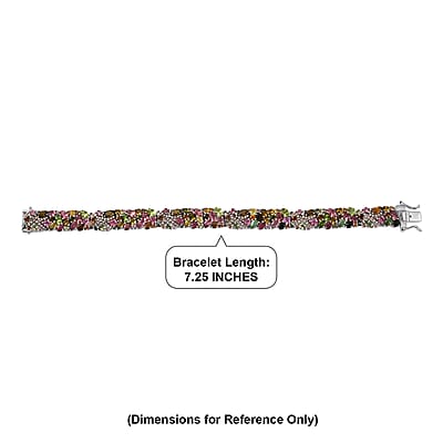 D'Joy Premium Multi-Tourmaline and Champagne Zircon 20.90 ctw Seashell Bracelet in Rhodium Over Sterling Silver (7.25 In)