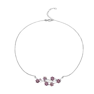 D'Joy Niassa Ruby (FF) and Multi Gemstone 4.15 ctw Necklace in Rhodium Over Sterling Silver 18-20 Inches 