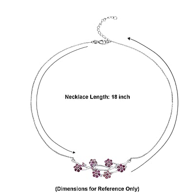 D'Joy Niassa Ruby (FF) and Pink Tourmaline and White Zircon 3.70 ctw Necklace in Rhodium Over Sterling Silver 18-20 Inches