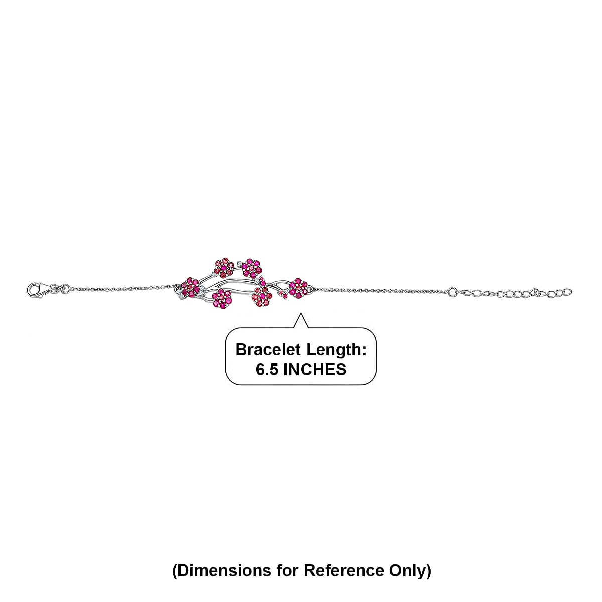 D'Joy Niassa Ruby (FF), Pink Tourmaline and White Zircon 4.20 ctw Bracelet in Rhodium Over Sterling Silver (6.5-8.5In) image number 4