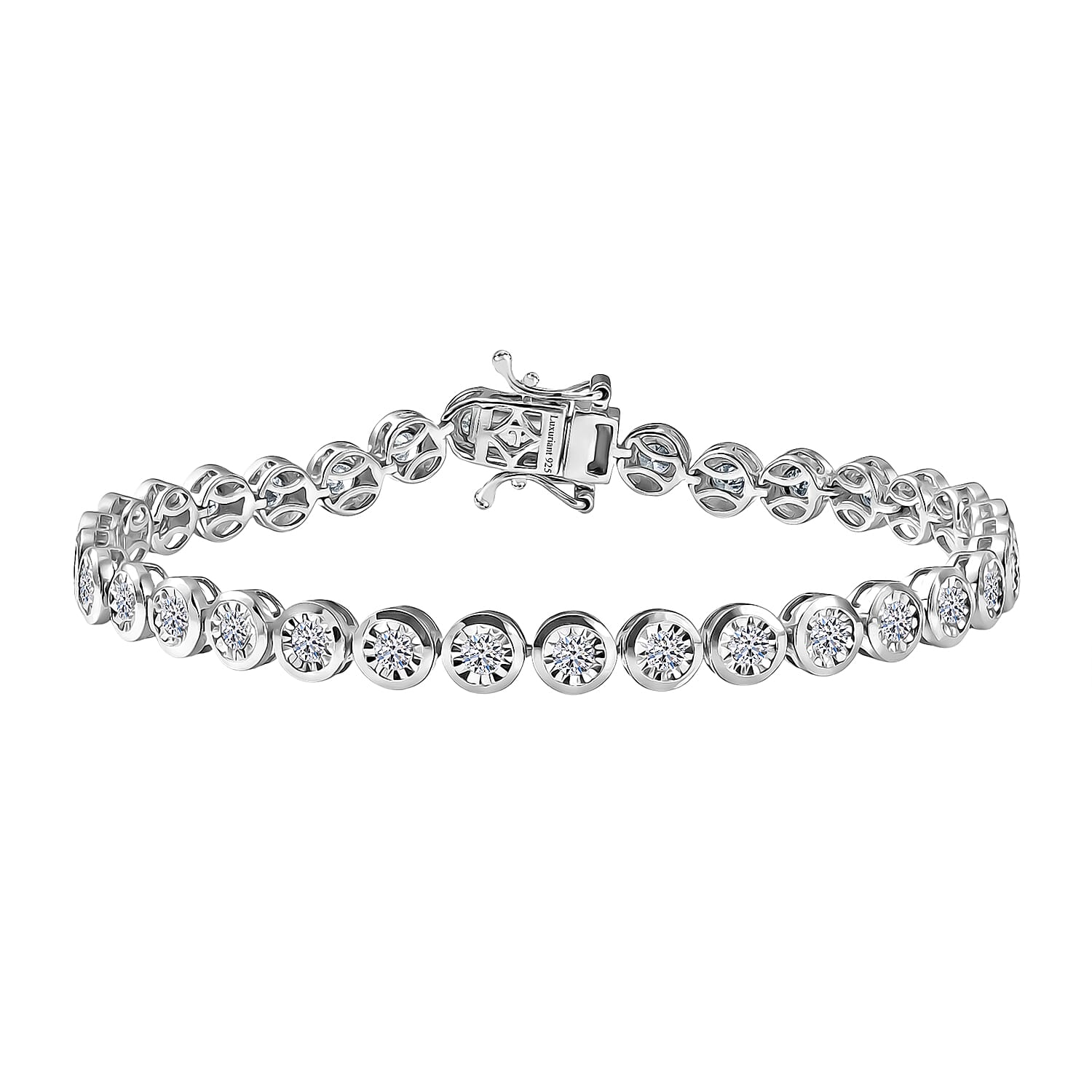 Luxuriant Lab Grown Diamond G-H SI 2.35 ctw Bracelet in Rhodium Over Sterling Silver (7.25 In)