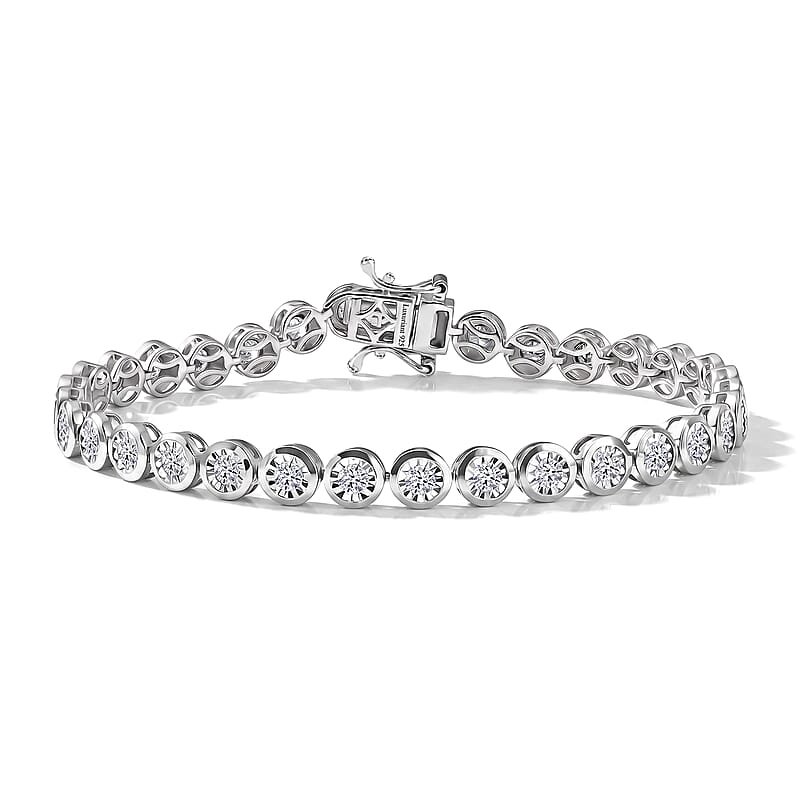 Luxuriant Lab Grown Diamond G-H SI 2.35 ctw Bracelet in Rhodium Over Sterling Silver (7.25 In)