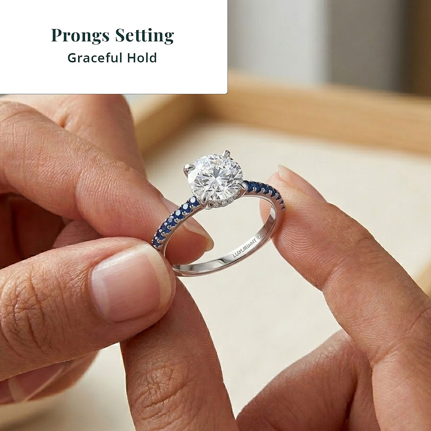 Luxuriant Lab Grown Diamond VS1 and Blue Sapphire 2.00 ctw Ring in 14K White Gold (Size 10.0)