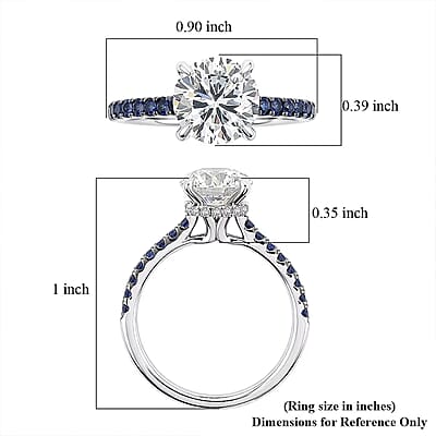 Luxuriant Lab Grown Diamond VS1 and Blue Sapphire 2.00 ctw Ring in 14K White Gold (Size 10.0)