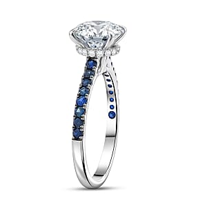 Luxuriant Lab Grown Diamond (VS1) and Blue Sapphire 2.00 ctw Ring in 14K White Gold (Size 6.0)