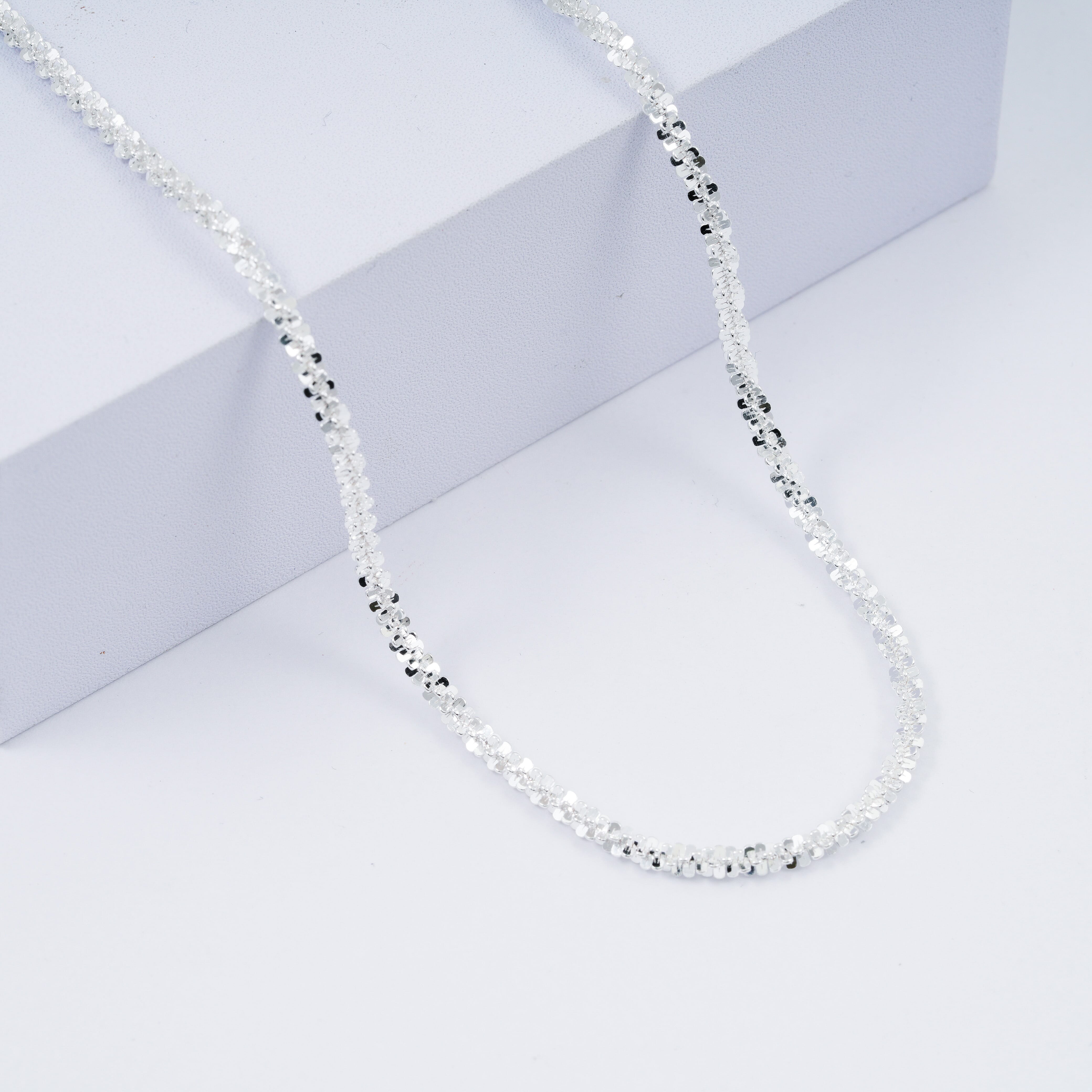 Italian Twisted Roc Chain Necklace in Sterling Silver 11.4 Grams (18 Inches)