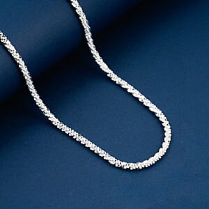 Italian Twisted Roc Chain Necklace in Sterling Silver 11.4 Grams (18 Inches)