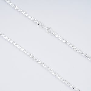 Italian Twisted Roc Chain Necklace in Sterling Silver 11.4 Grams (18 Inches)