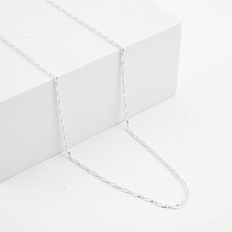 Italian Singapore Chain Necklace in Sterling Silver 1.84 Grams 18 Inches