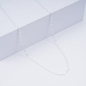 Italian Oval Drop Diamond-cut Chain Necklace in Sterling Silver 1.8 Grams (18 Inches)