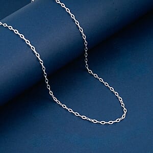 Italian Oval Drop Diamond-cut Chain Necklace in Sterling Silver 1.8 Grams (18 Inches)