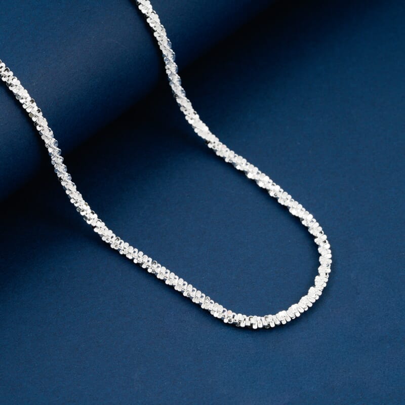 Italian Twisted Roc Chain Necklace in Sterling Silver 12.6 Grams (20 Inches)