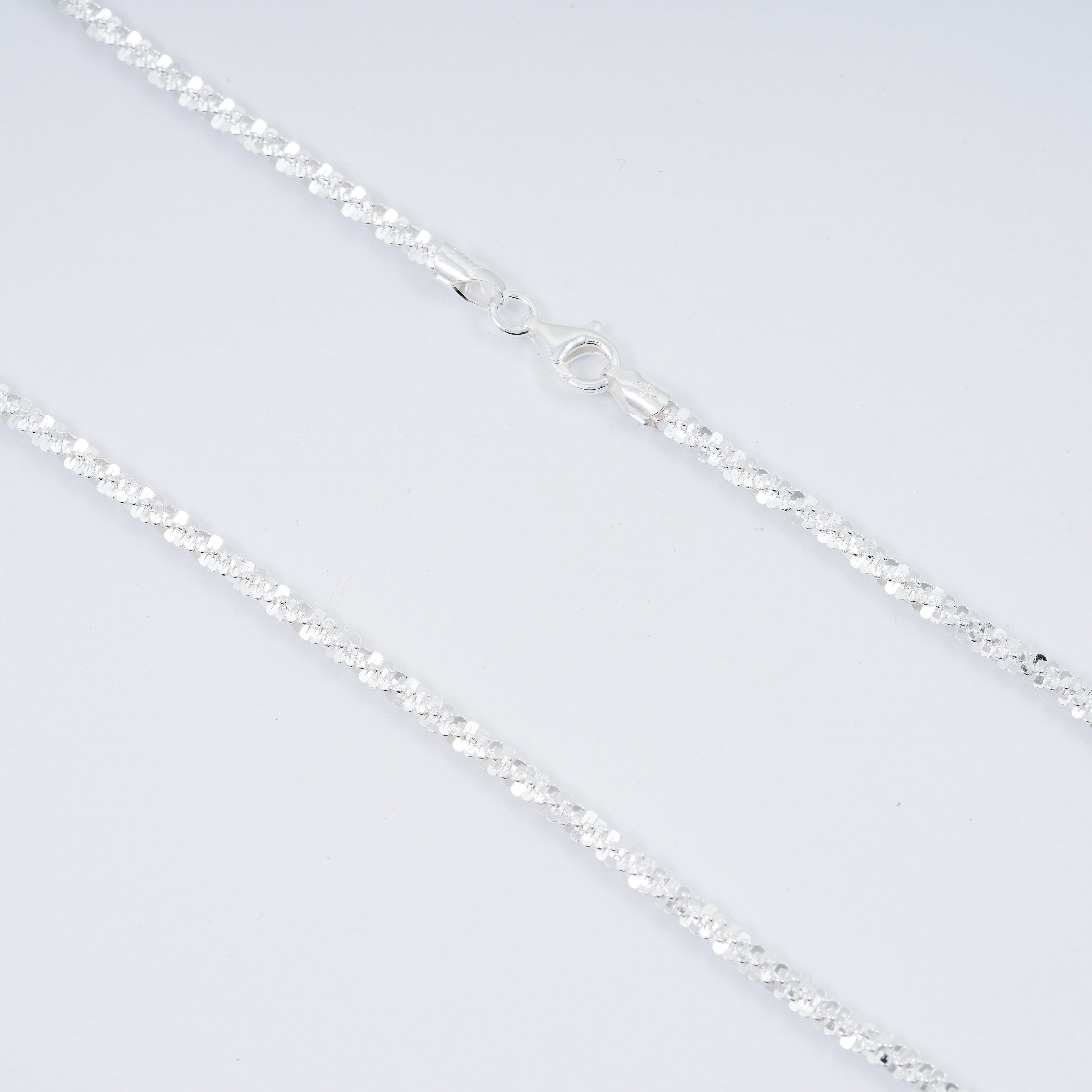 Italian Twisted Roc Chain Necklace in Sterling Silver 12.6 Grams (20 Inches)