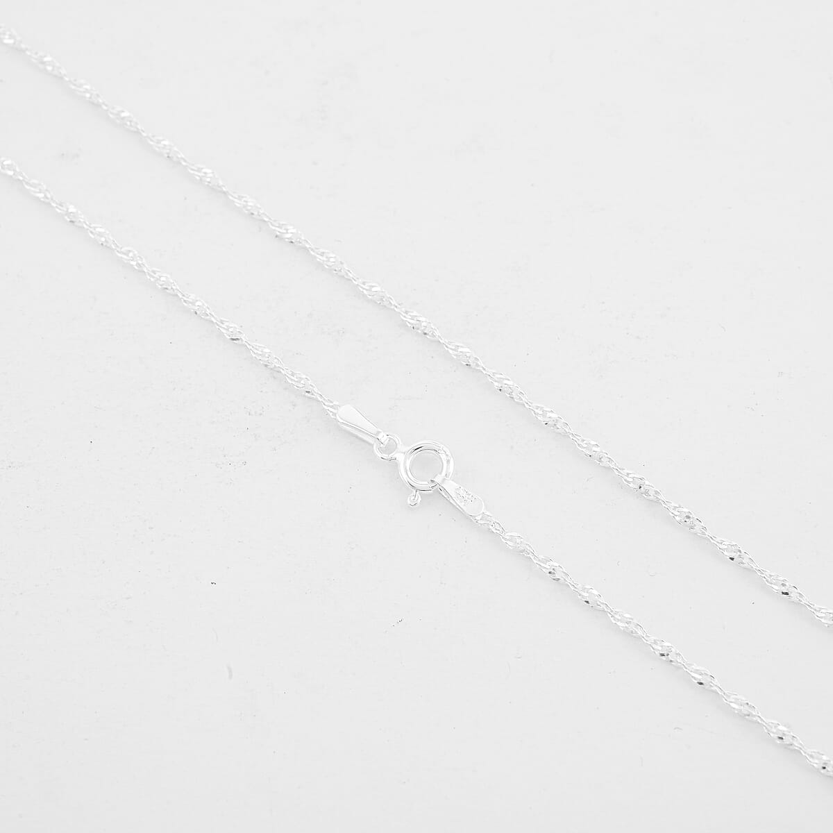 Italian Singapore Chain Necklace in Sterling Silver 2.10 Grams (20 Inches) image number 2