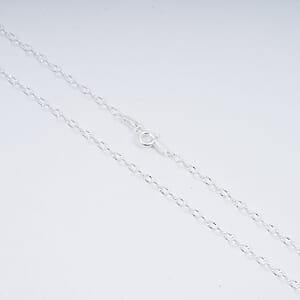 Italian Oval Drop Diamond-cut Chain Necklace in Sterling Silver 2 Grams