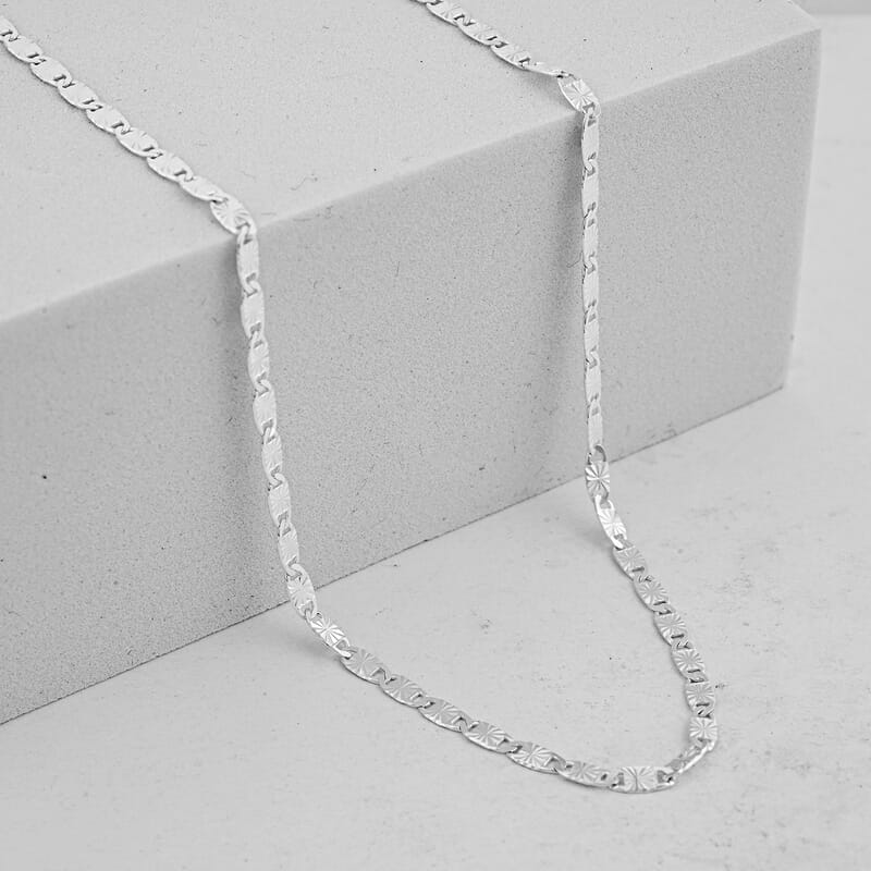Italian Valentina Chain Necklace in Sterling Silver 4.70 Grams (24 Inches)