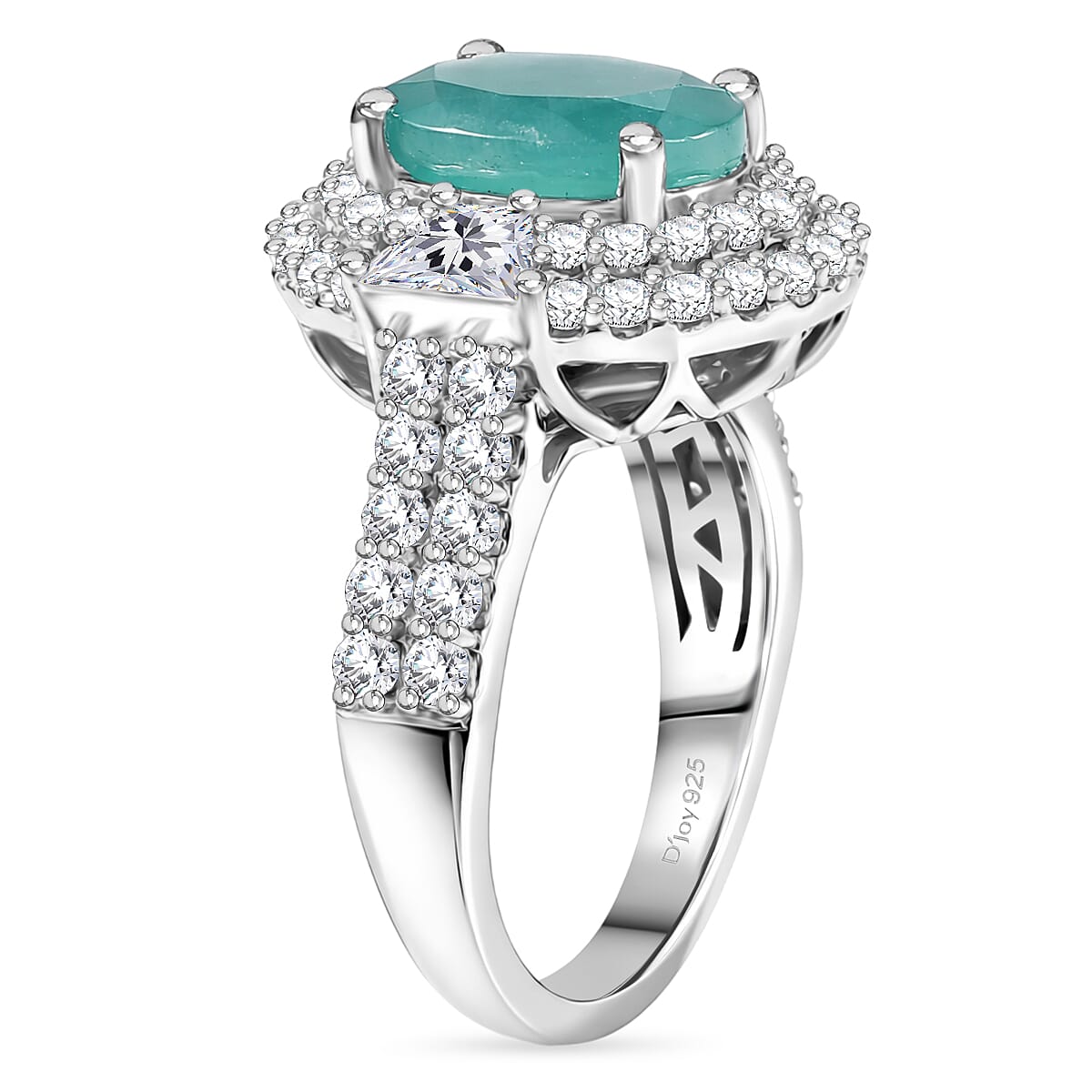 D'Joy Grandidierite, Moissanite Ring in Rhodium Over Sterling Silver (Size 10.0) (Del in 7-10 days) 4.06 ctw image number 3