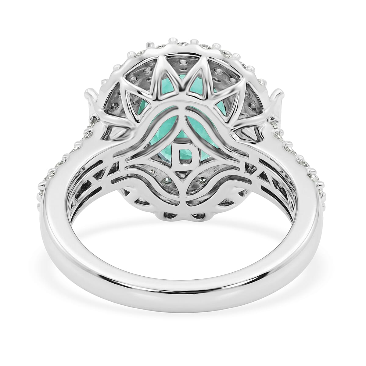 D'Joy Premium Grandidierite and Moissanite 4.20 ctw Ring in Rhodium Over Sterling Silver (Size 10.0)
