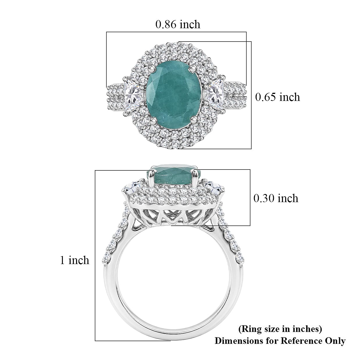 D'Joy Premium Grandidierite and Moissanite 4.20 ctw Ring in Rhodium Over Sterling Silver (Size 10.0)