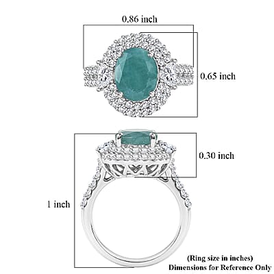 D'Joy Premium Grandidierite and Moissanite 4.20 ctw Ring in Rhodium Over Sterling Silver (Size 10.0)