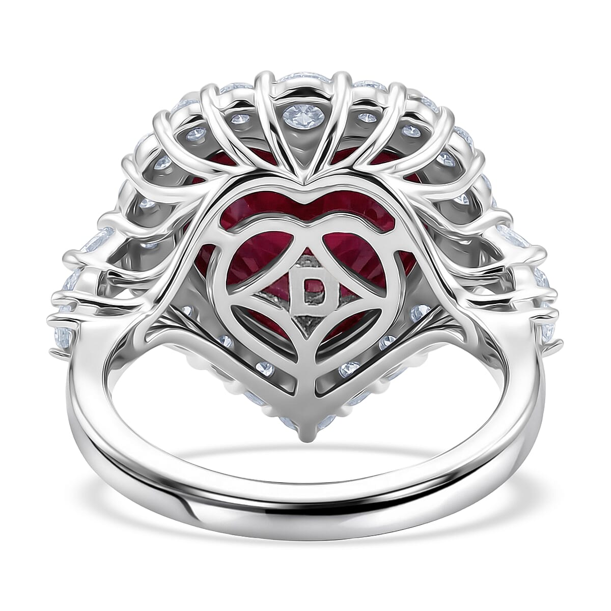 D'Joy Premium Niassa Ruby (FF) and Moissanite 9.47 ctw Ring in Rhodium Over Sterling Silver (Size 10.0) image number 4