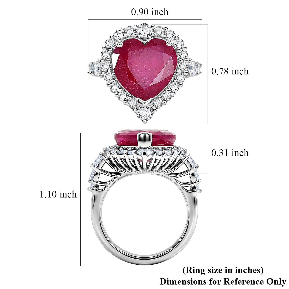 D'Joy Premium Niassa Ruby (FF), Moissanite Ring in Rhodium Over Sterling Silver (Size 6.0) 9.47 ctw image number 5