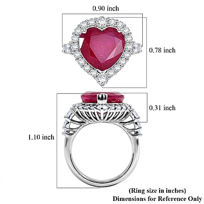 D'Joy Premium Niassa Ruby (FF) and Moissanite 9.50 ctw Ring in Rhodium Over Sterling Silver (Size 6.0)