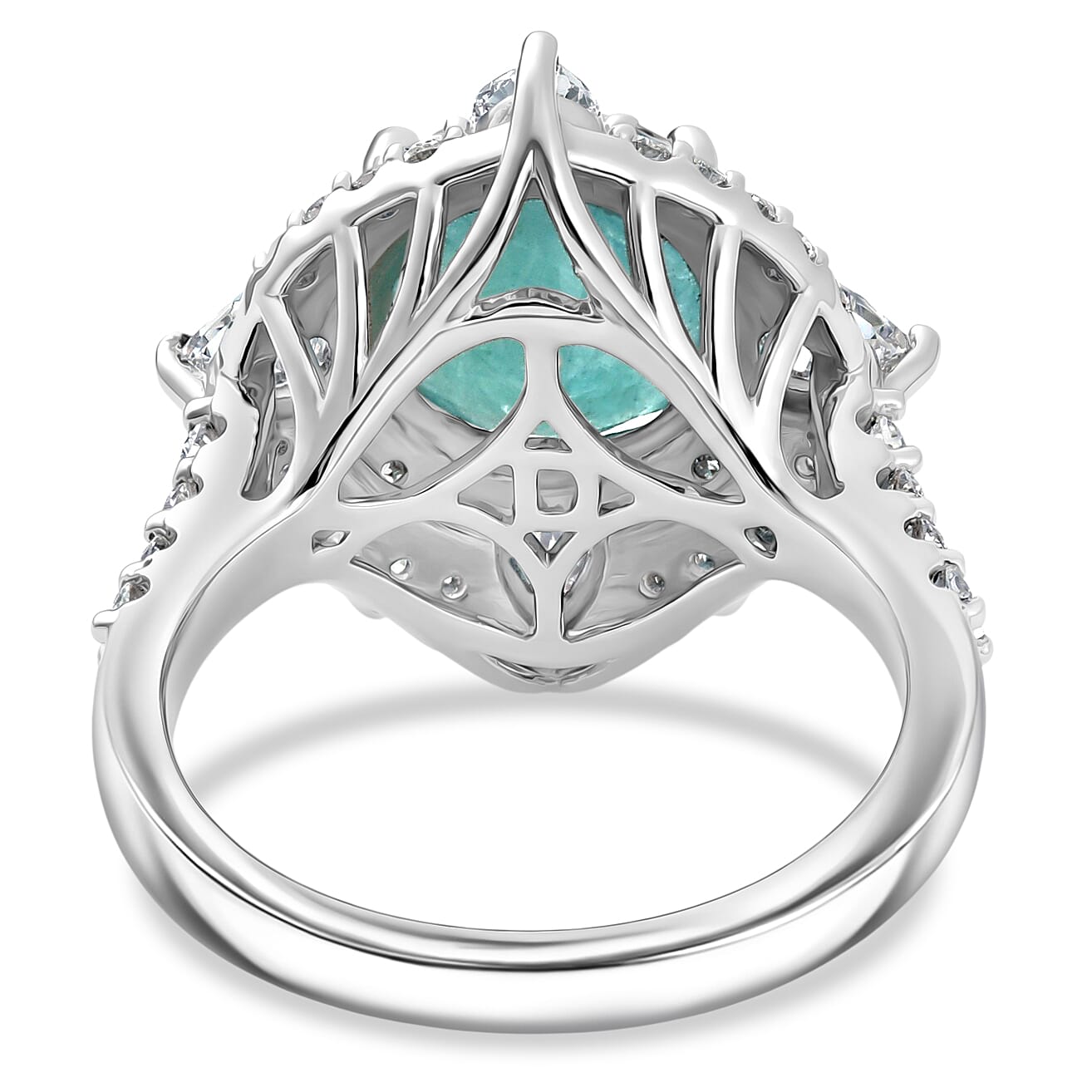 D'Joy Premium Grandidierite and Moissanite 4.40 ctw Ring in Rhodium Over Sterling Silver (Size 10.0)