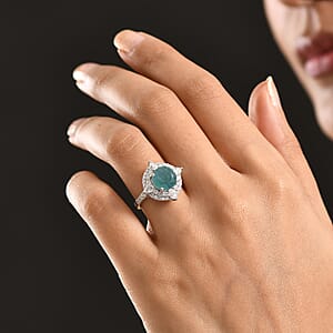 D'Joy Grandidierite,  Moissanite Fancy Ring in Rhodium Over Sterling Silver (Size 10.0) (Del. in 7-10 days) 4.46 ctw