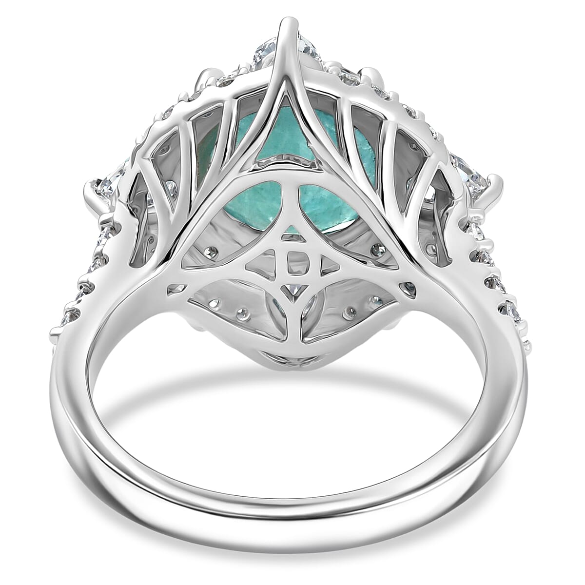 D'Joy Grandidierite,  Moissanite Fancy Ring in Rhodium Over Sterling Silver (Size 10.0) (Del. in 7-10 days) 4.46 ctw image number 4