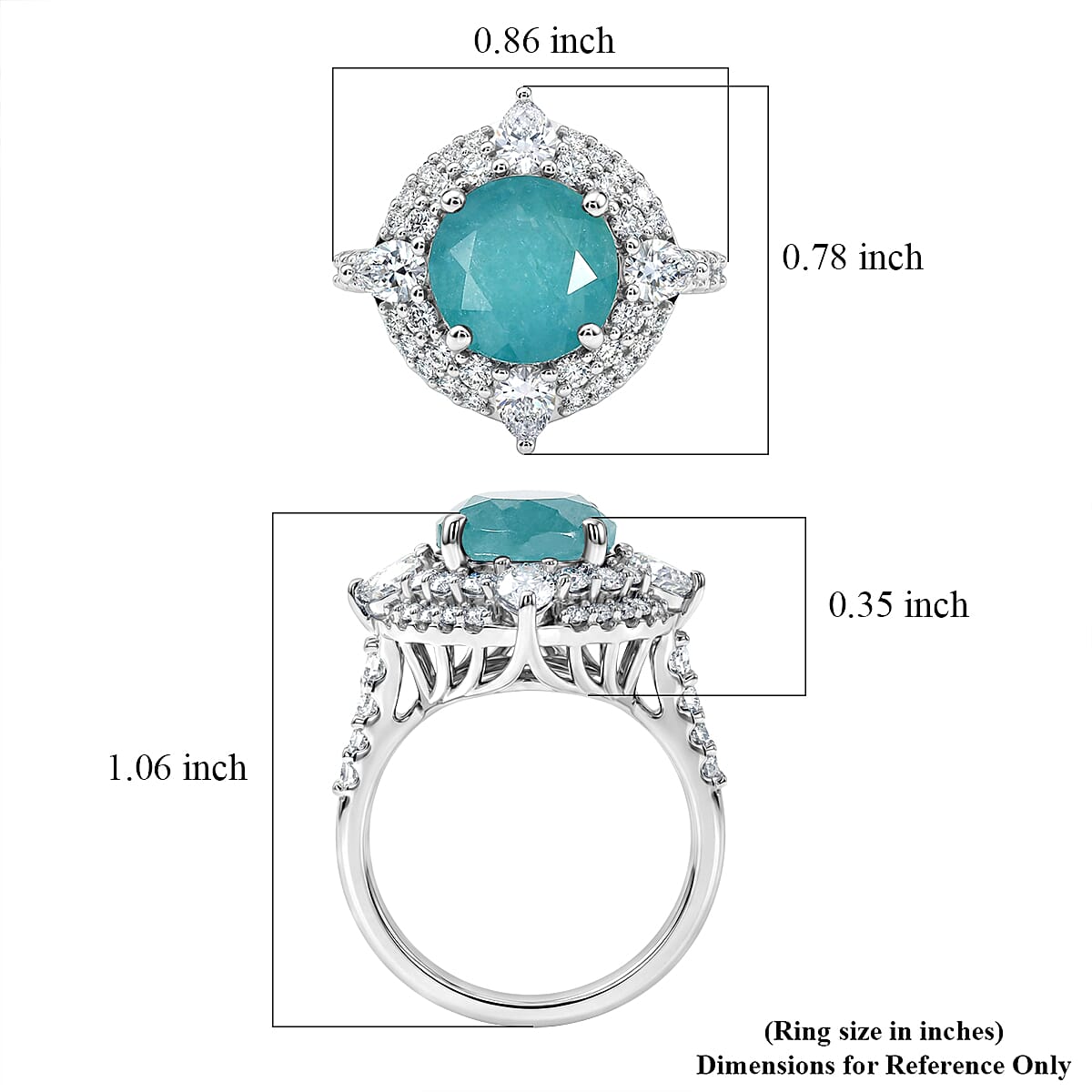 D'Joy Grandidierite,  Moissanite Fancy Ring in Rhodium Over Sterling Silver (Size 10.0) (Del. in 7-10 days) 4.46 ctw image number 5