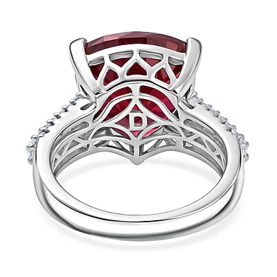 Certified & Appraised D'Joy Niassa Ruby (FF) and Moissanite 9.44 ctw Ring in Rhodium Over Sterling Silver (Size 10.0)