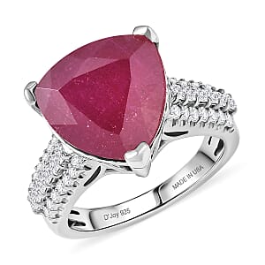 Certified & Appraised D'Joy Niassa Ruby (FF) and Moissanite 9.44 ctw Ring in Rhodium Over Sterling Silver (Size 8.0)