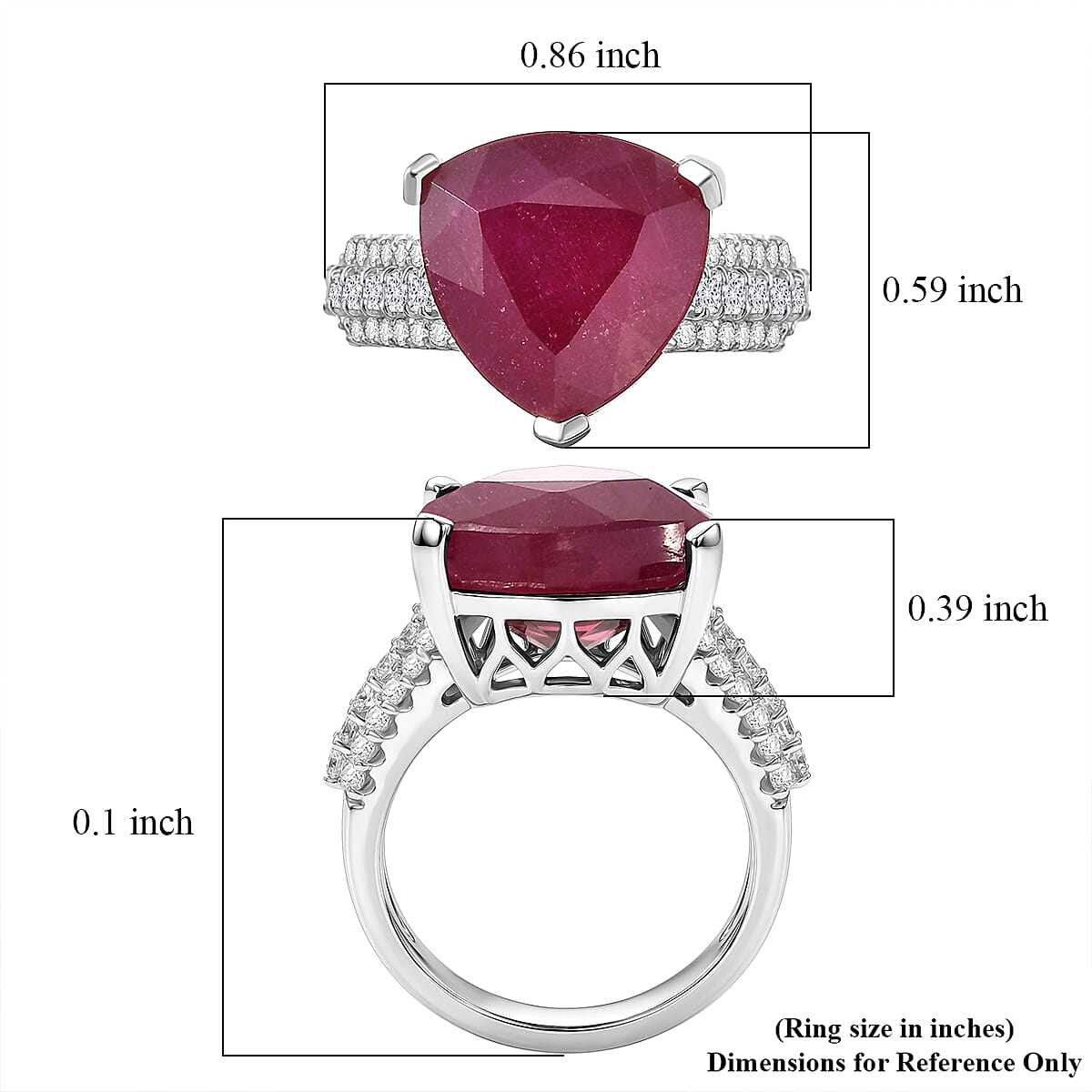 Certified & Appraised D'Joy Niassa Ruby (FF) and Moissanite 9.44 ctw Ring in Rhodium Over Sterling Silver (Size 8.0) image number 5