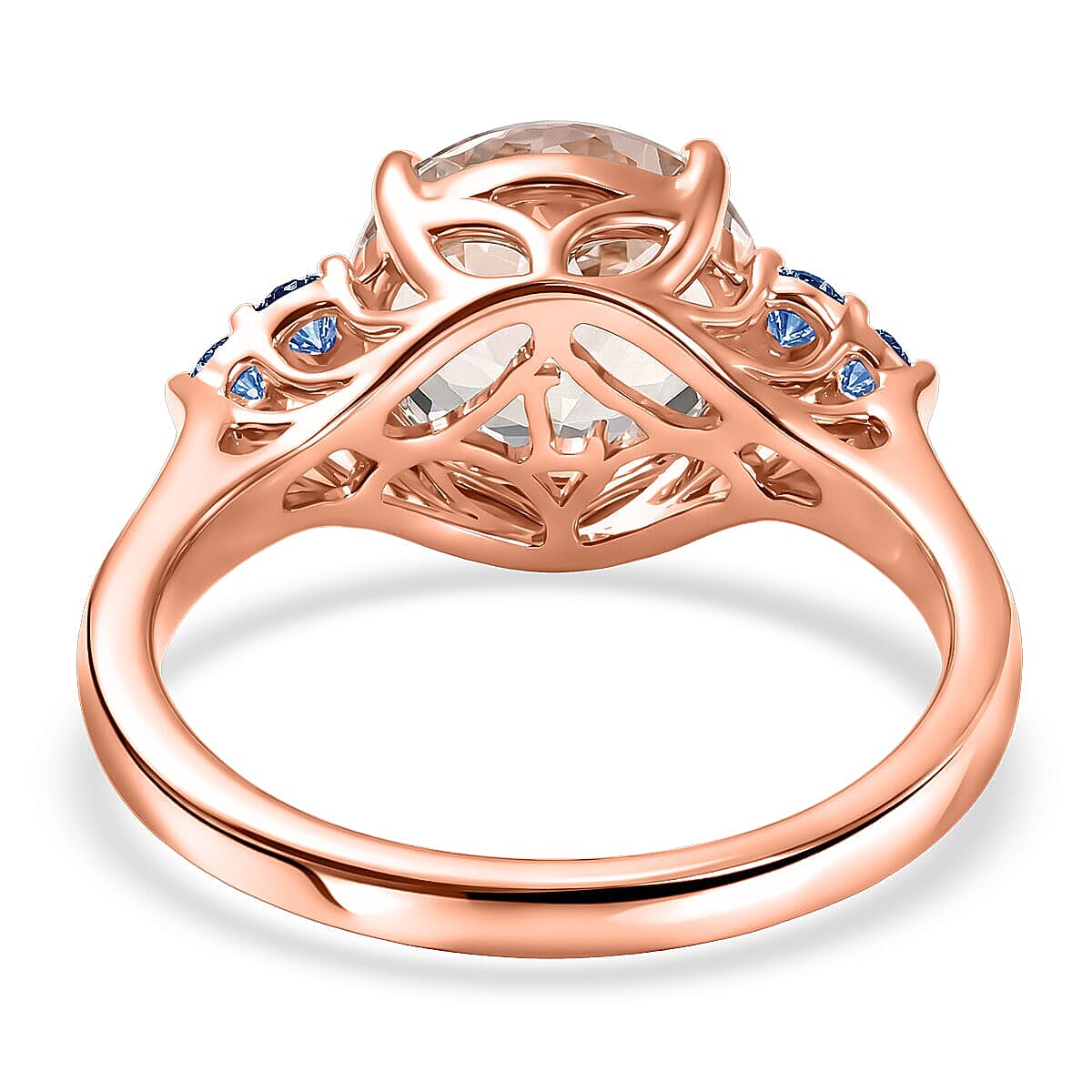 Certified & Appraised AAA Pink Morganite and Luxuriant Lab Grown Blue Diamond G-H SI 2.60 ctw Ring in 10K Rose Gold (Size 10.0)