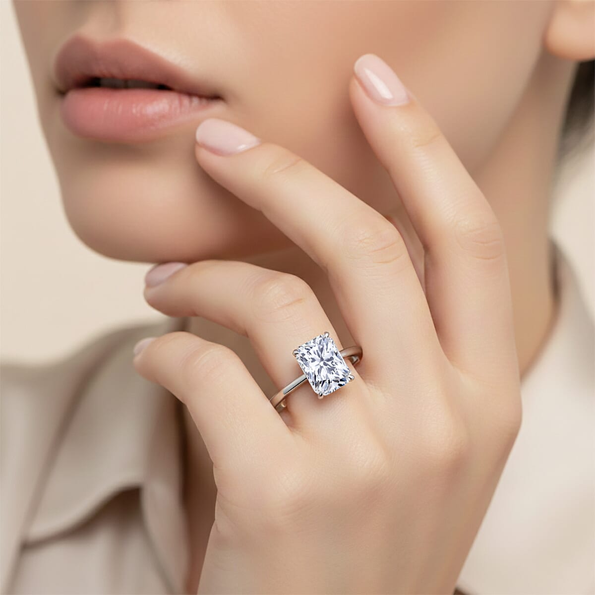 IGI Certified Luxuriant Lab Grown Diamond G-H SI 3.00 ctw Ring in Rhodium Over Sterling Silver (Size 8.0) image number 2