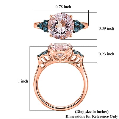 Certified & Appraised 10K Rose Gold AAA Pink Morganite, Luxuriant Lab Grown Blue Diamond (G-H, SI) (0.40 cts) Ring (Size 5.0) (Del. in 7-10 Days) 2.60 ctw