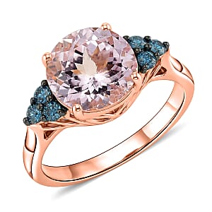 Certified & Appraised AAA Pink Morganite and Luxuriant Lab Grown Blue Diamond G-H SI 2.60 ctw Ring in 10K Rose Gold (Size 6.0)
