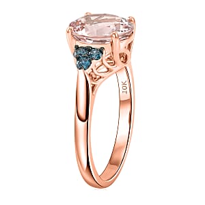 Certified & Appraised AAA Pink Morganite and Luxuriant Lab Grown Blue Diamond G-H SI 2.60 ctw Ring in 10K Rose Gold (Size 6.0)