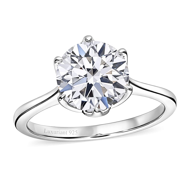 IGI Certified Luxuriant Lab Grown Diamond G-H SI 3.00 ctw Ring in Rhodium Over Sterling Silver (Size 8.0)